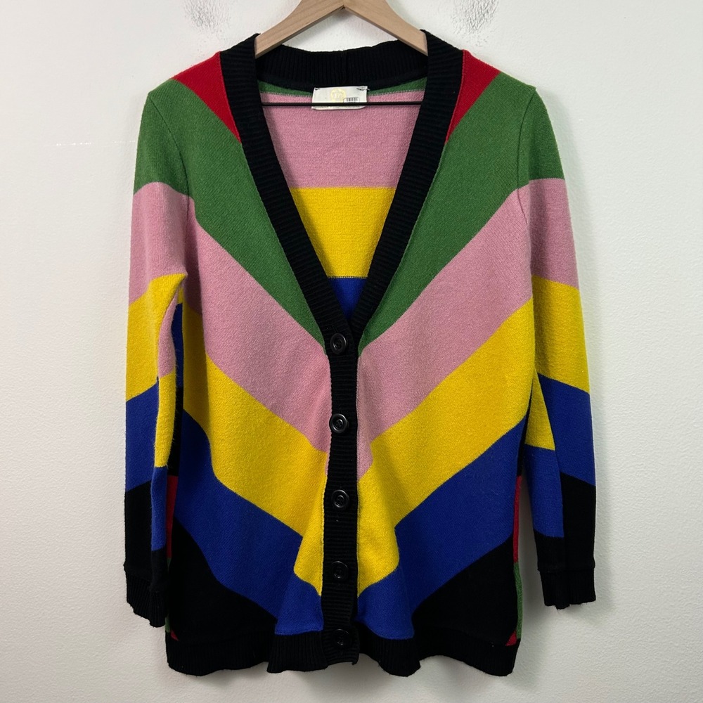 Sara Battaglia Cardigan‎ Rainbow Chevron Knit Sweater